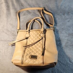 19V69 Italia Versace Shoulder Bag Purse Beige Quilted Tassle Tote Satchel